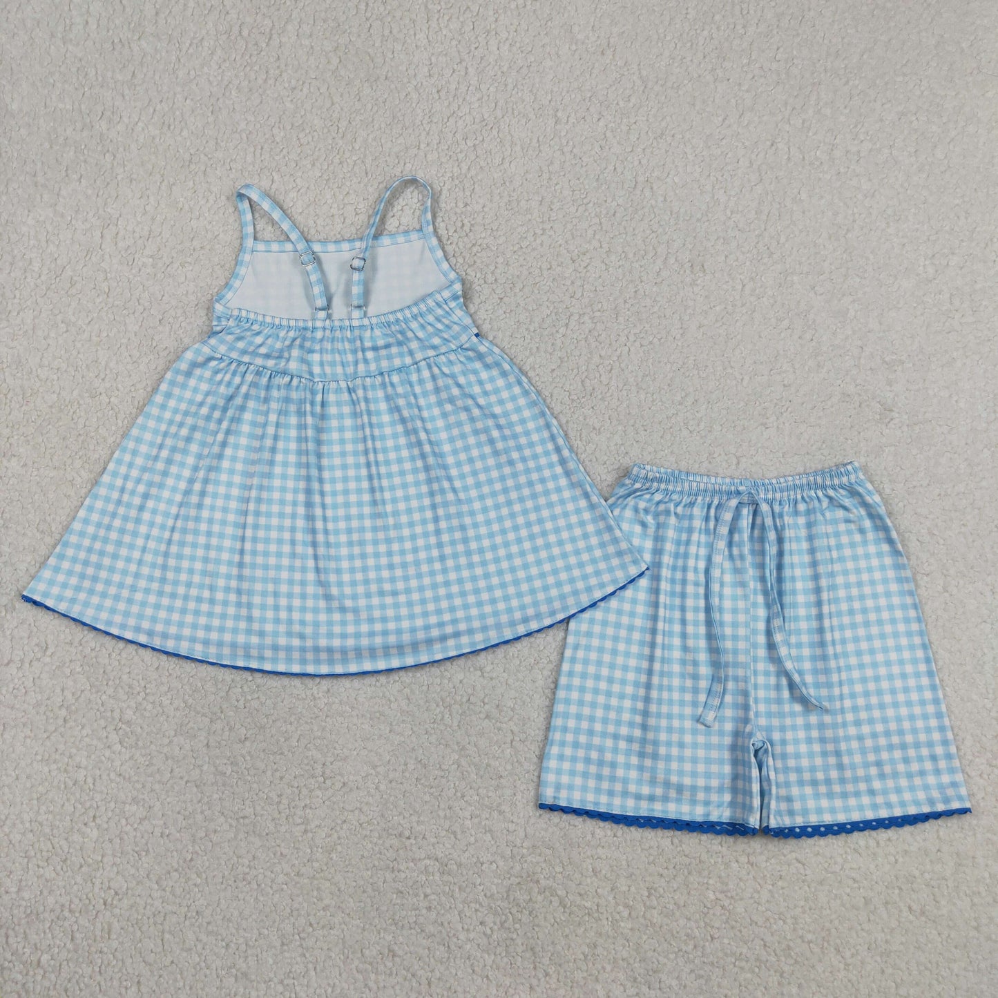 GSSO3418 Blue Checkered Summer Girls Set