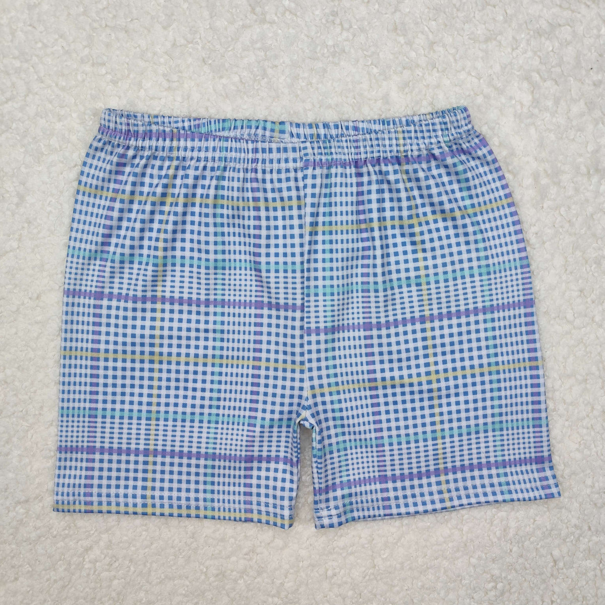 SS0422 Blue Striped Checkered Kids Shorts