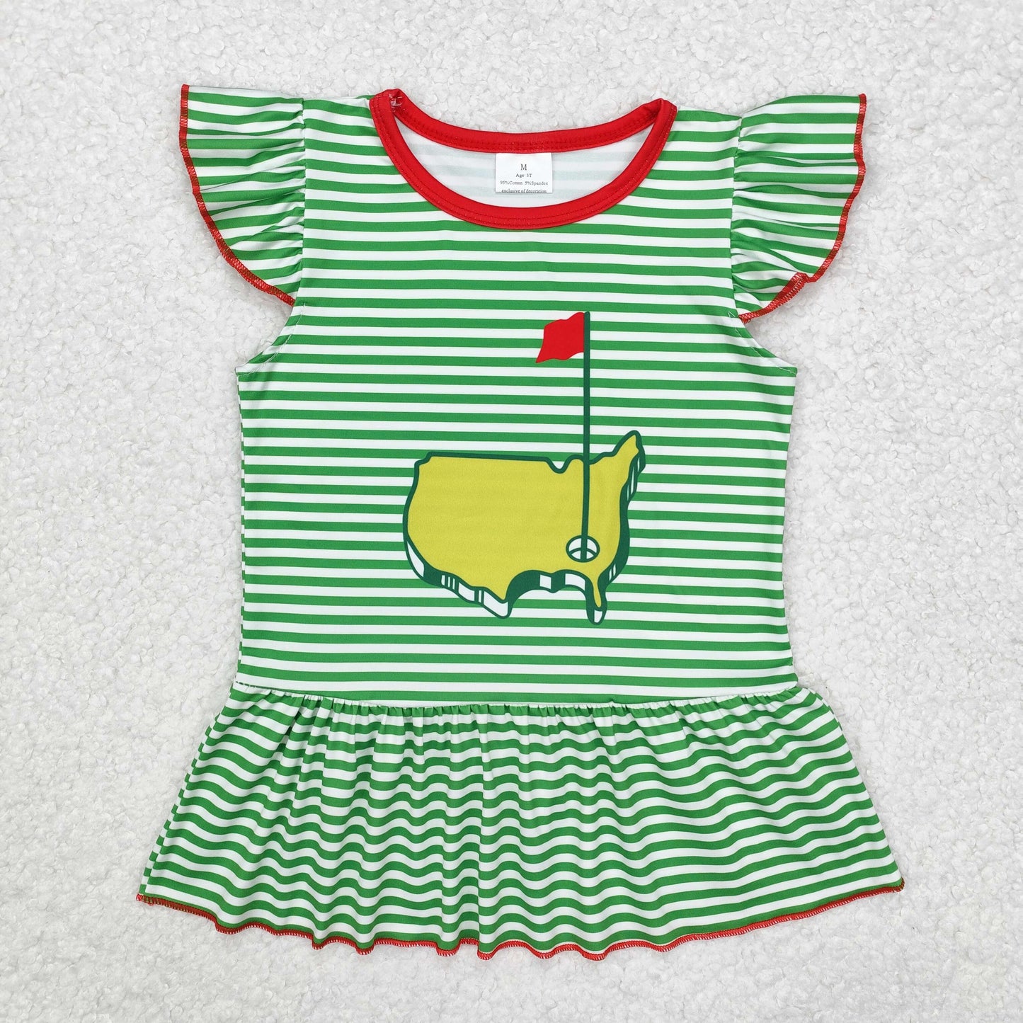 GT0771 golf green striped short sleeve girls top