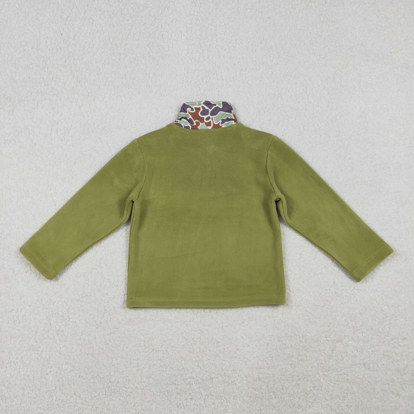 BT1308 sherpa hunting camo green zipper long sleeve boys top