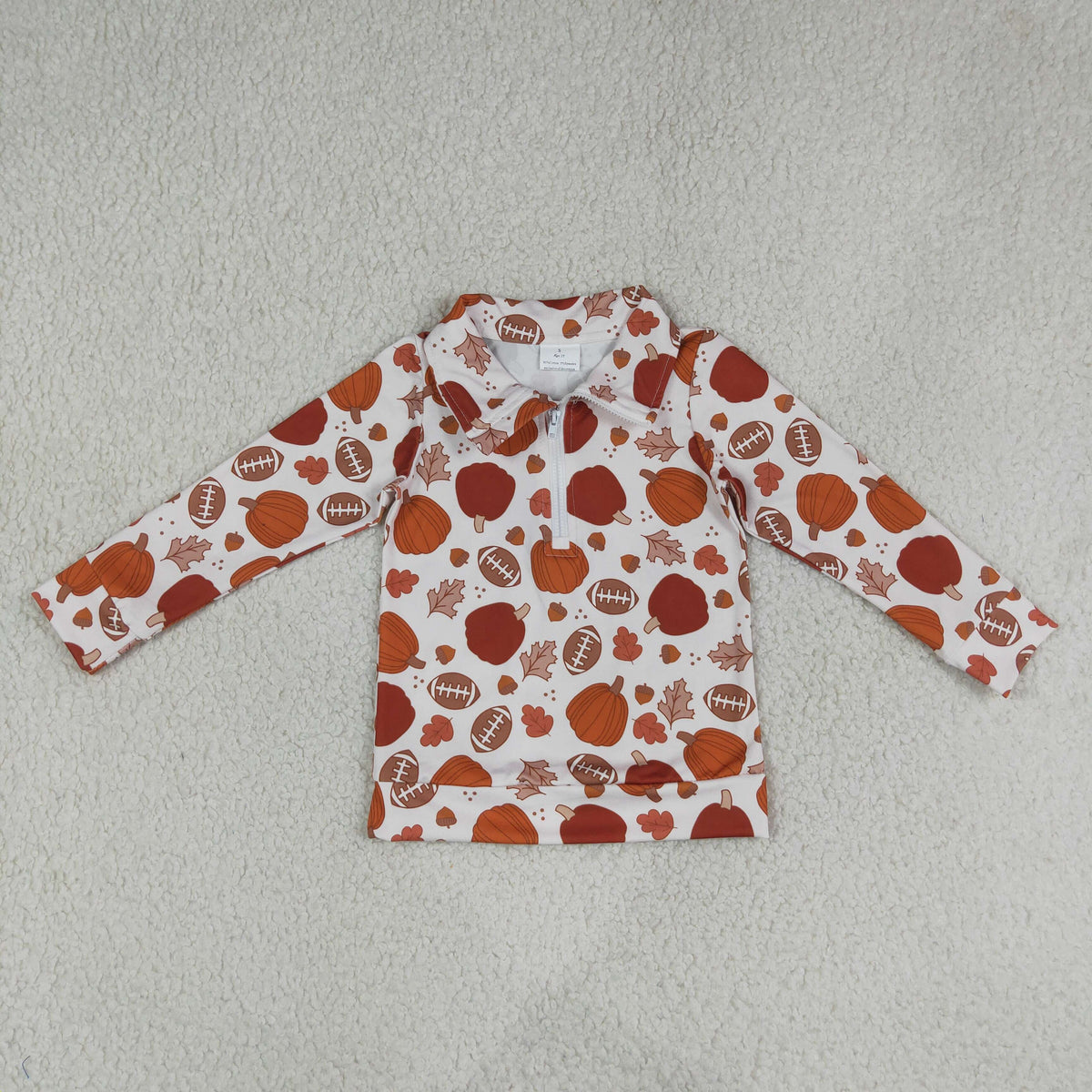 BT1894 Pumpkin Orange Zipper Long Sleeve Boys Top