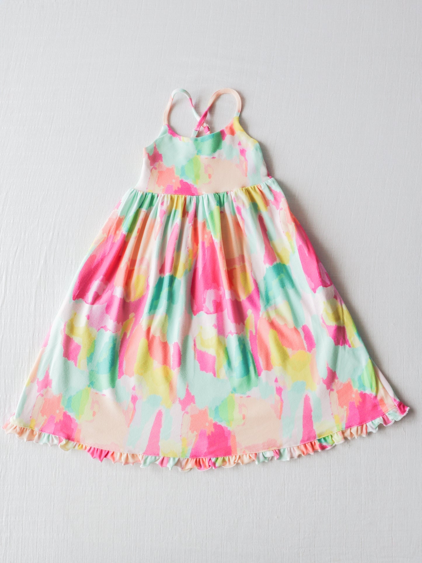 custom watercolor ink patter girls dress Summer (moq 3) tat 6-8 weeks