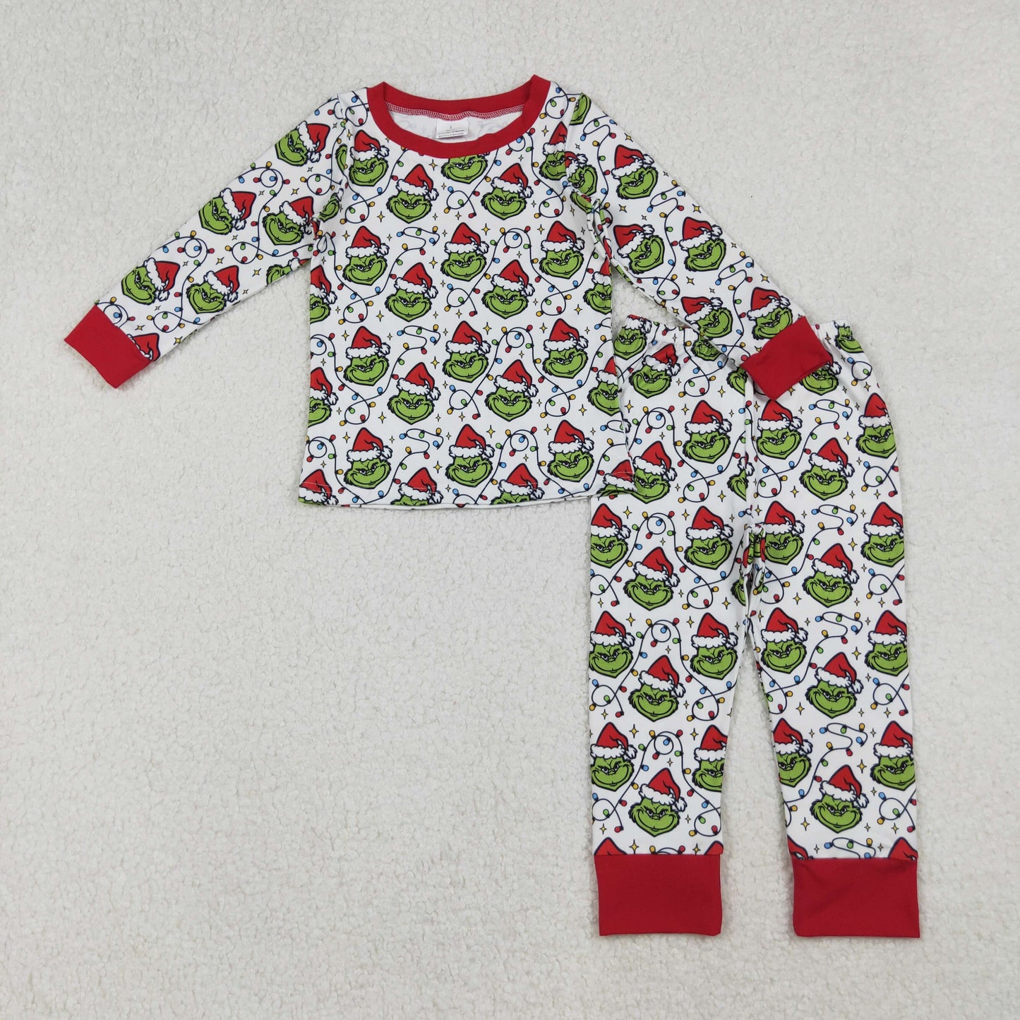 BLP1225 Christmas green face light long sleeve pants boys pajamas