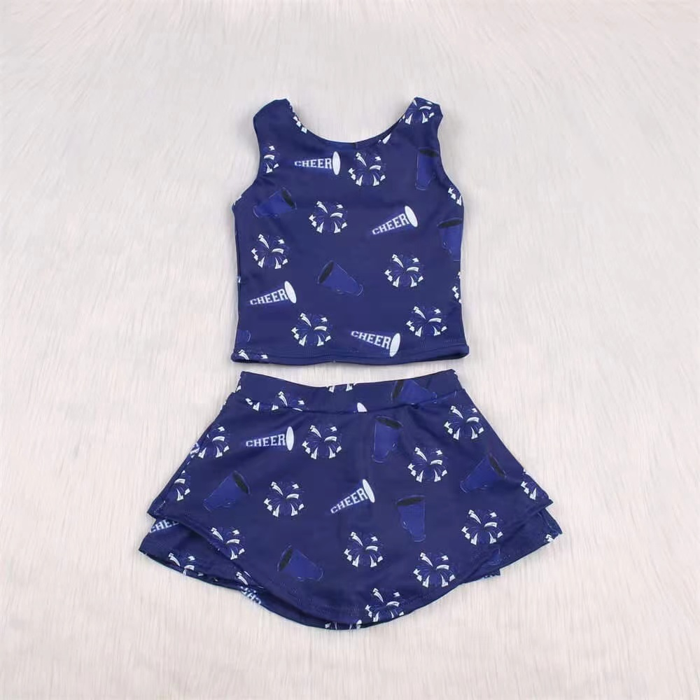 preorder cheer navy blue sleeveless skirt with shorts girls set