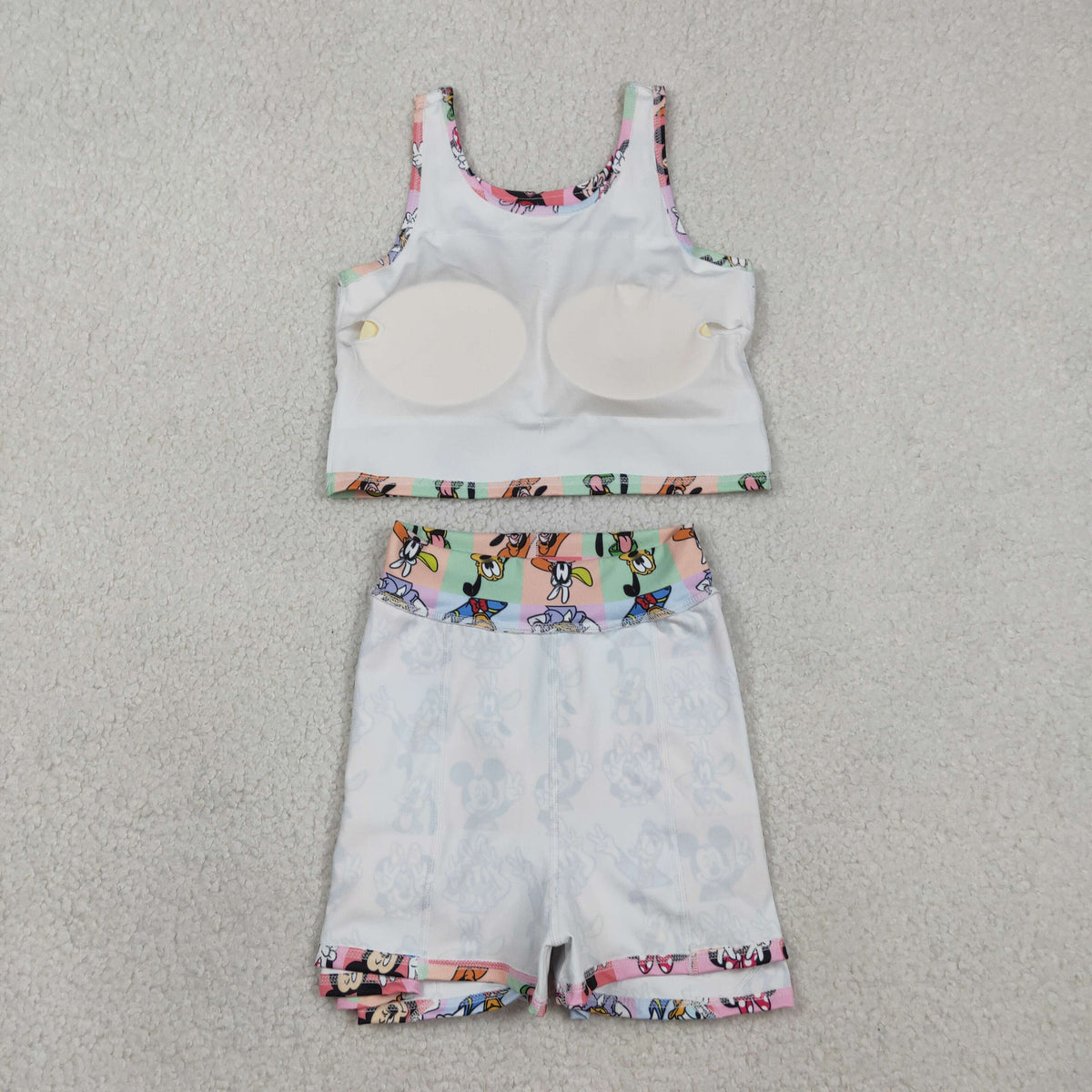 GSD2333 yoga cartoon M sleeveless skirt with shorts girls set