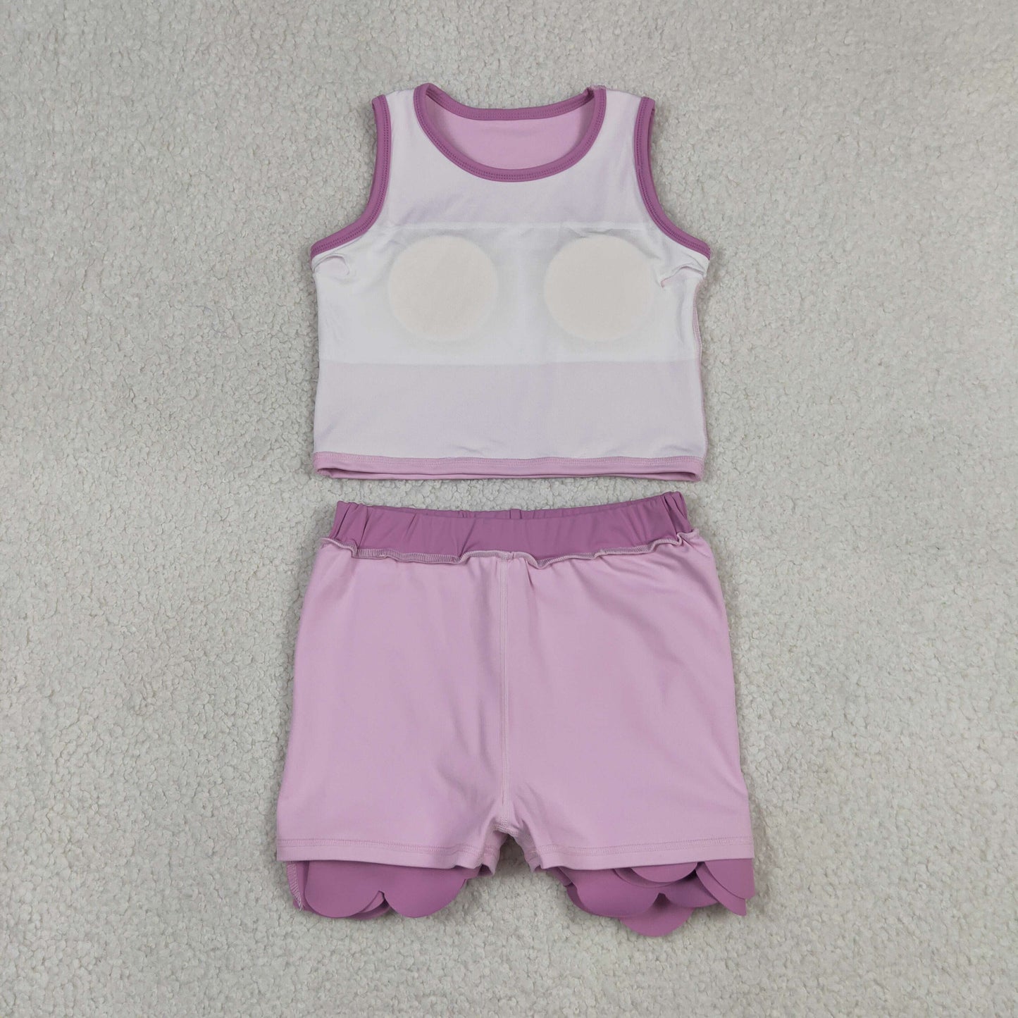 GSD4085 Yoga Cartoon Princess Pink Sleeveless Skorts Girls Set