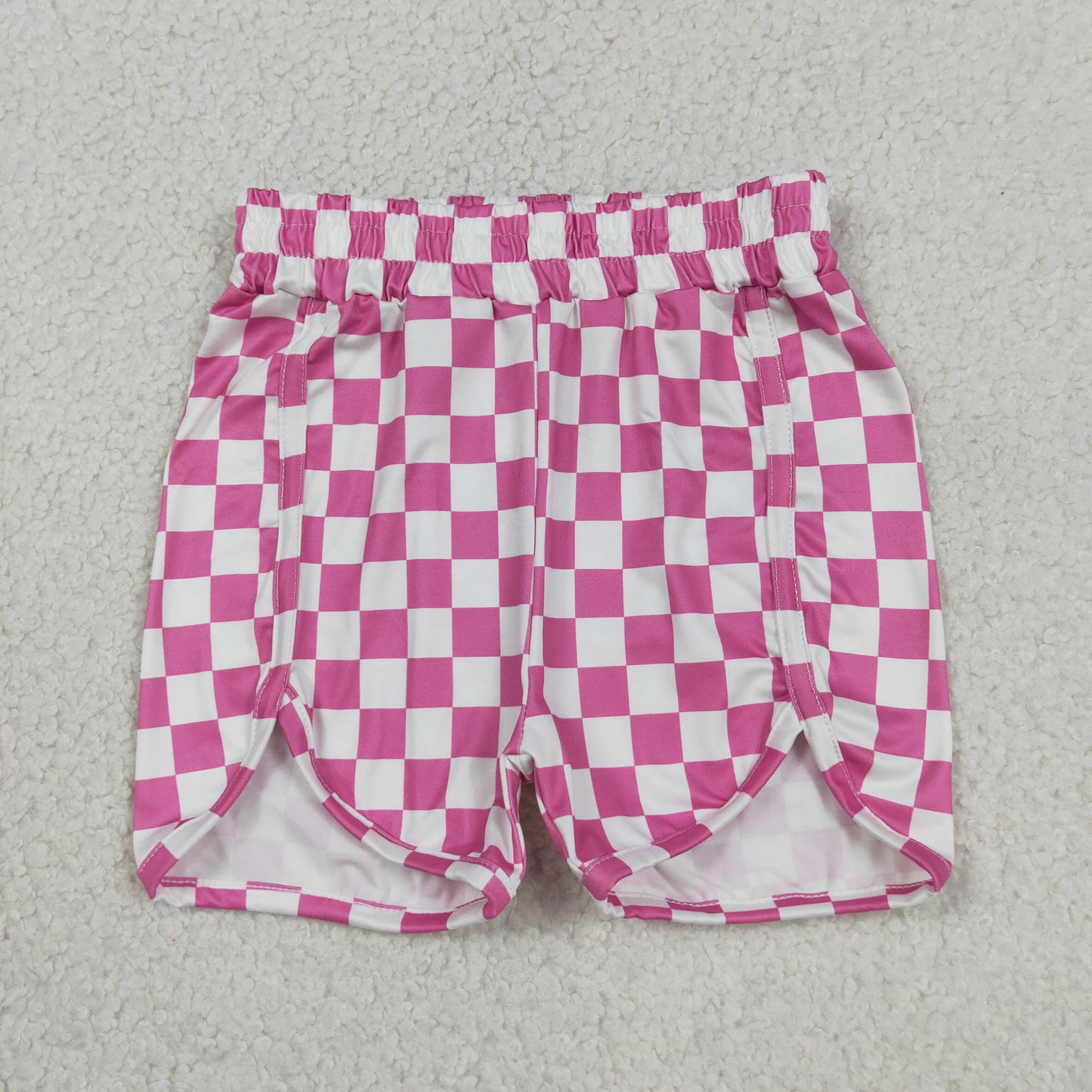 SS0431 Hot Pink Checkered Girls Shorts