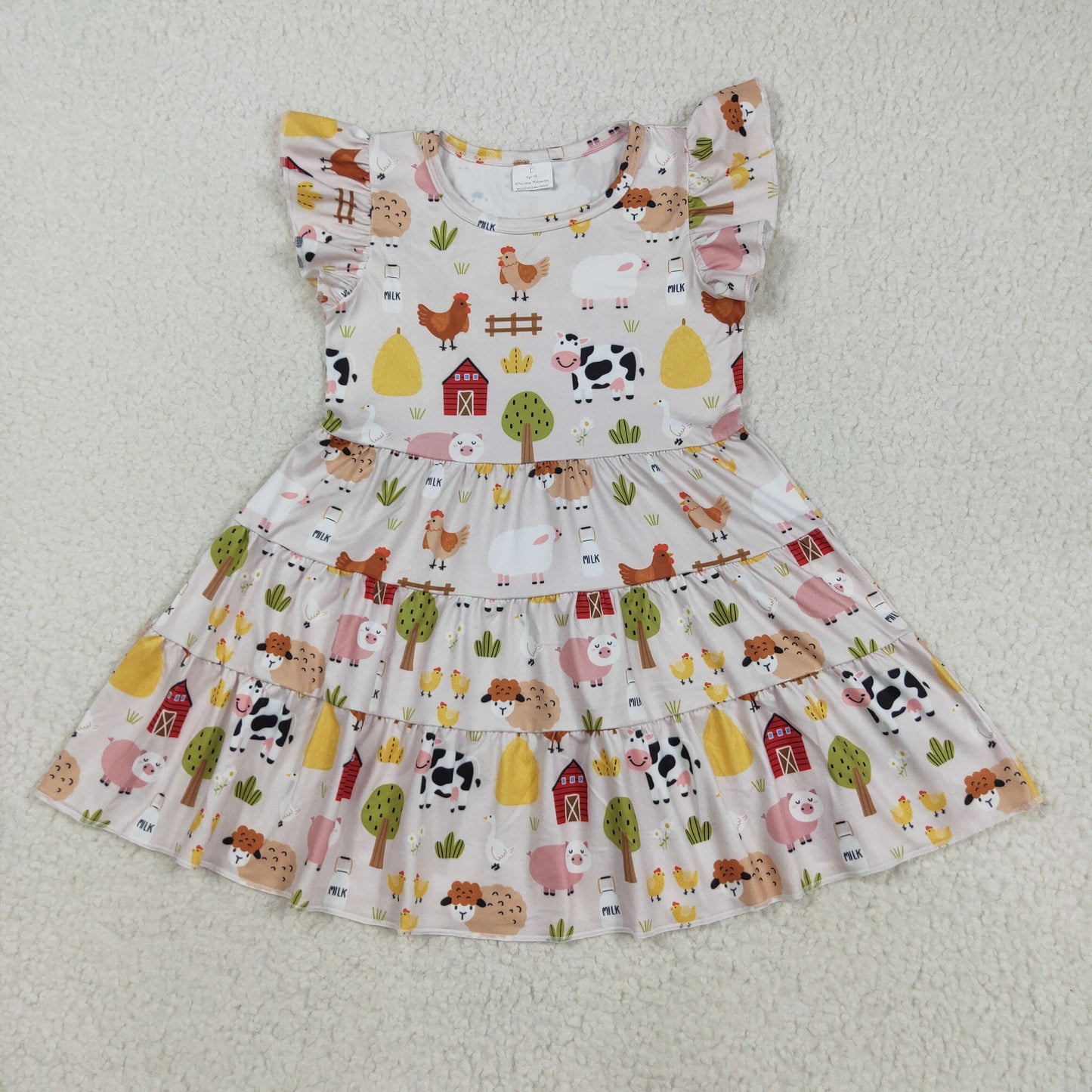 GSD2595 farm animals house flutter sleeve girls dress