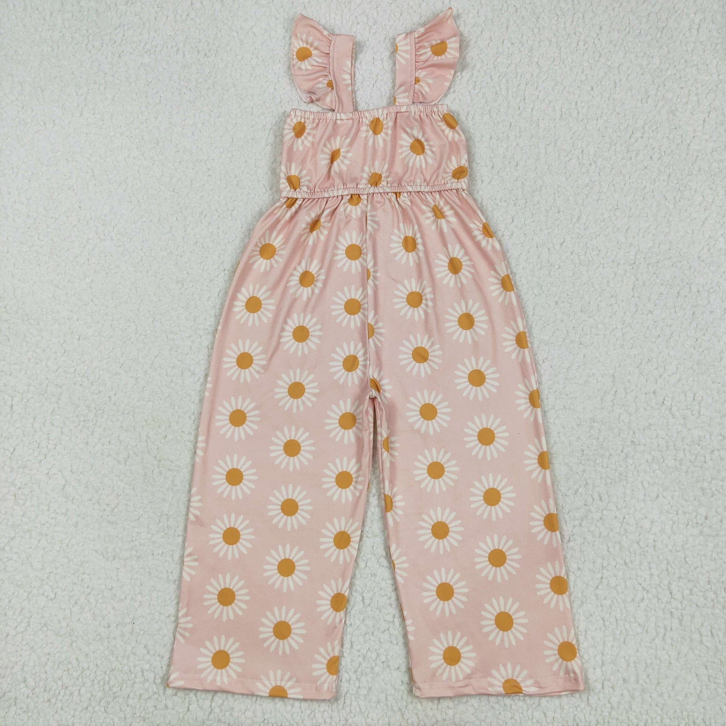 SR3052 flowers dasiy pink flutter sleeve girls jumpsuits