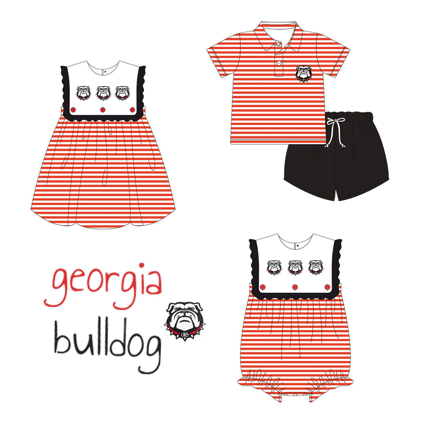 Custom Moq 3 Football Item georgia bulldog Sibling Clothes