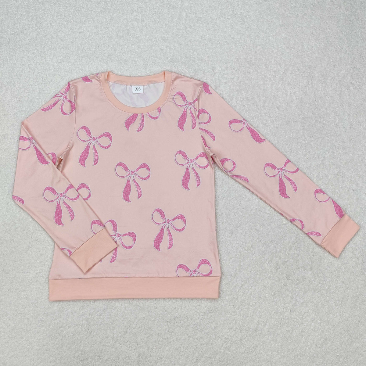 GT0878 pink bows long sleeve adult women top