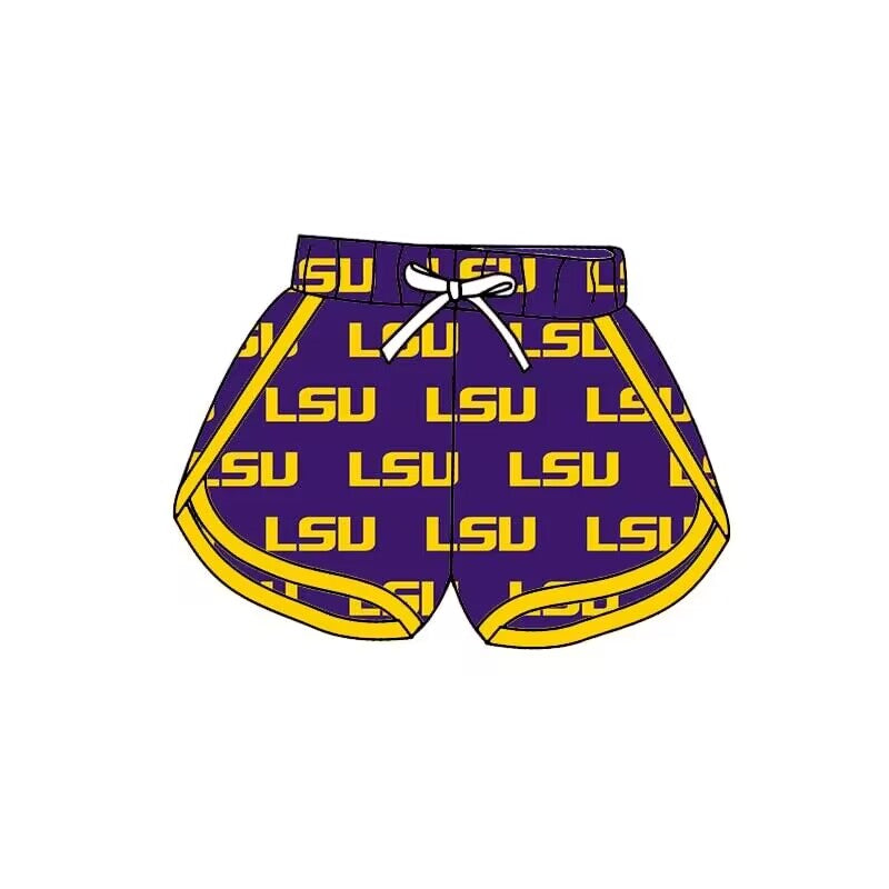 custom S LSU purple girls shorts