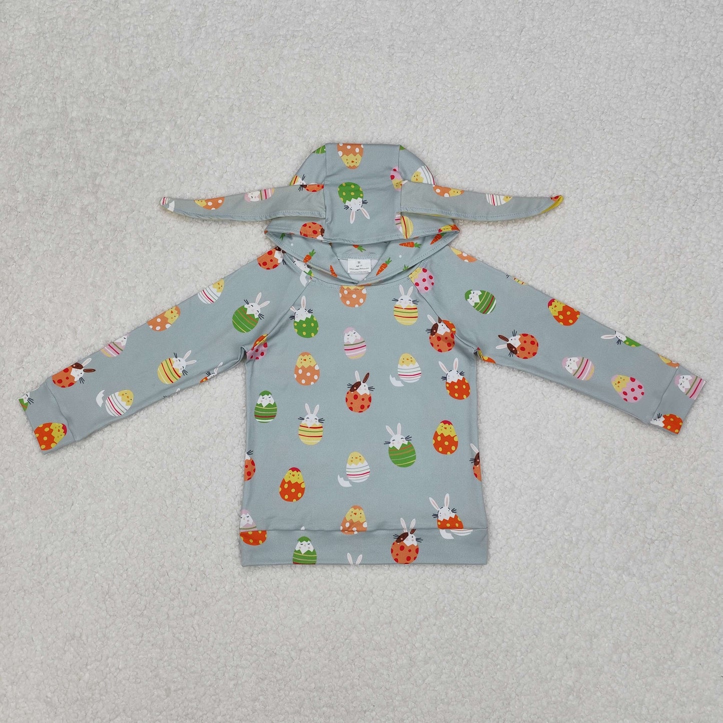 BT1136 Easter Bunny Rabbit Egg Blue Hoodie Long Sleeve Boys Top