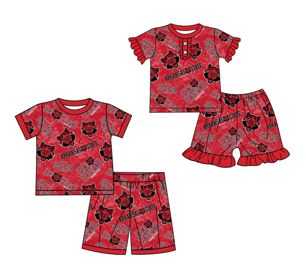 custom moq 3 football team state red set sibling clothes
