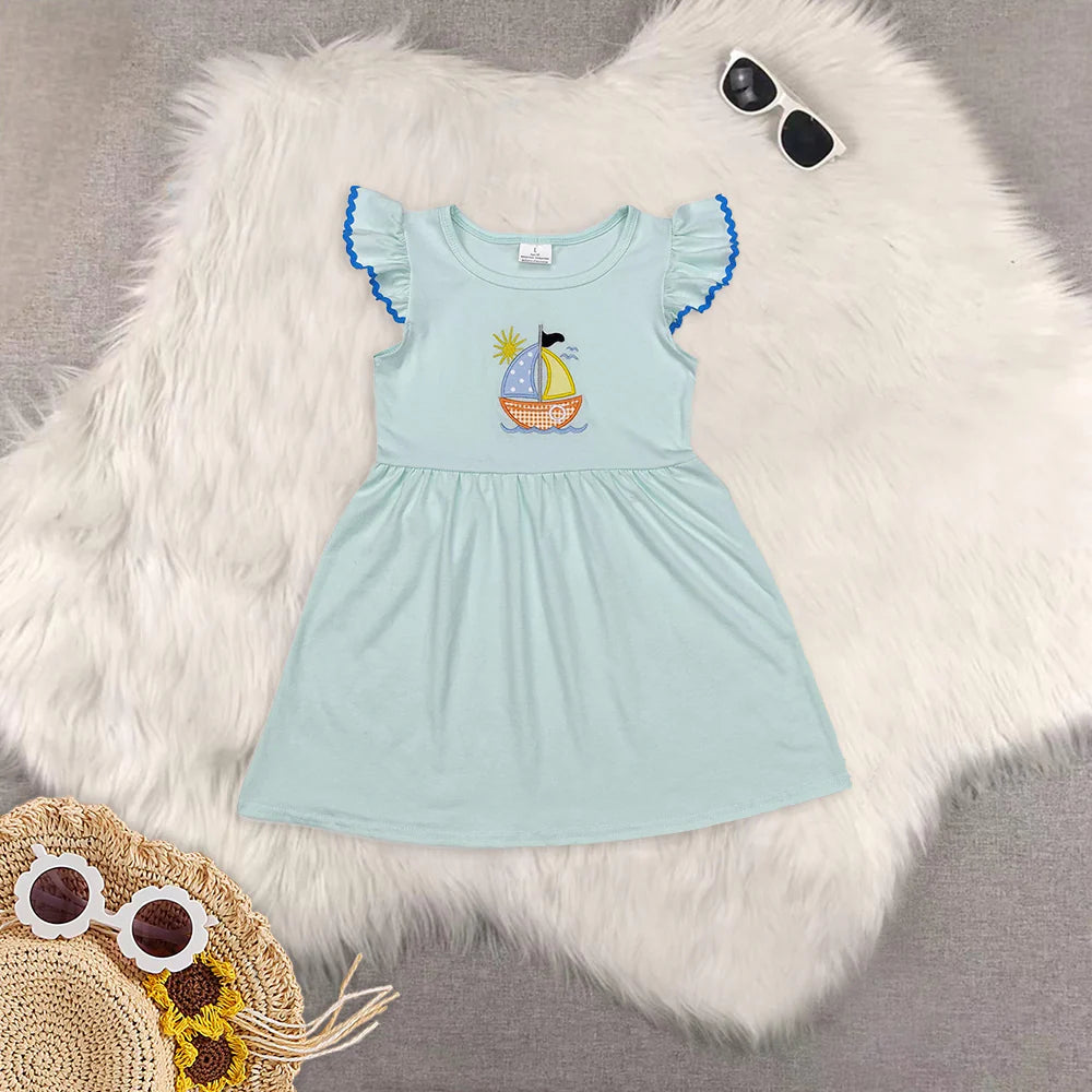 embroidery sailboat Sibling Clothes RTS