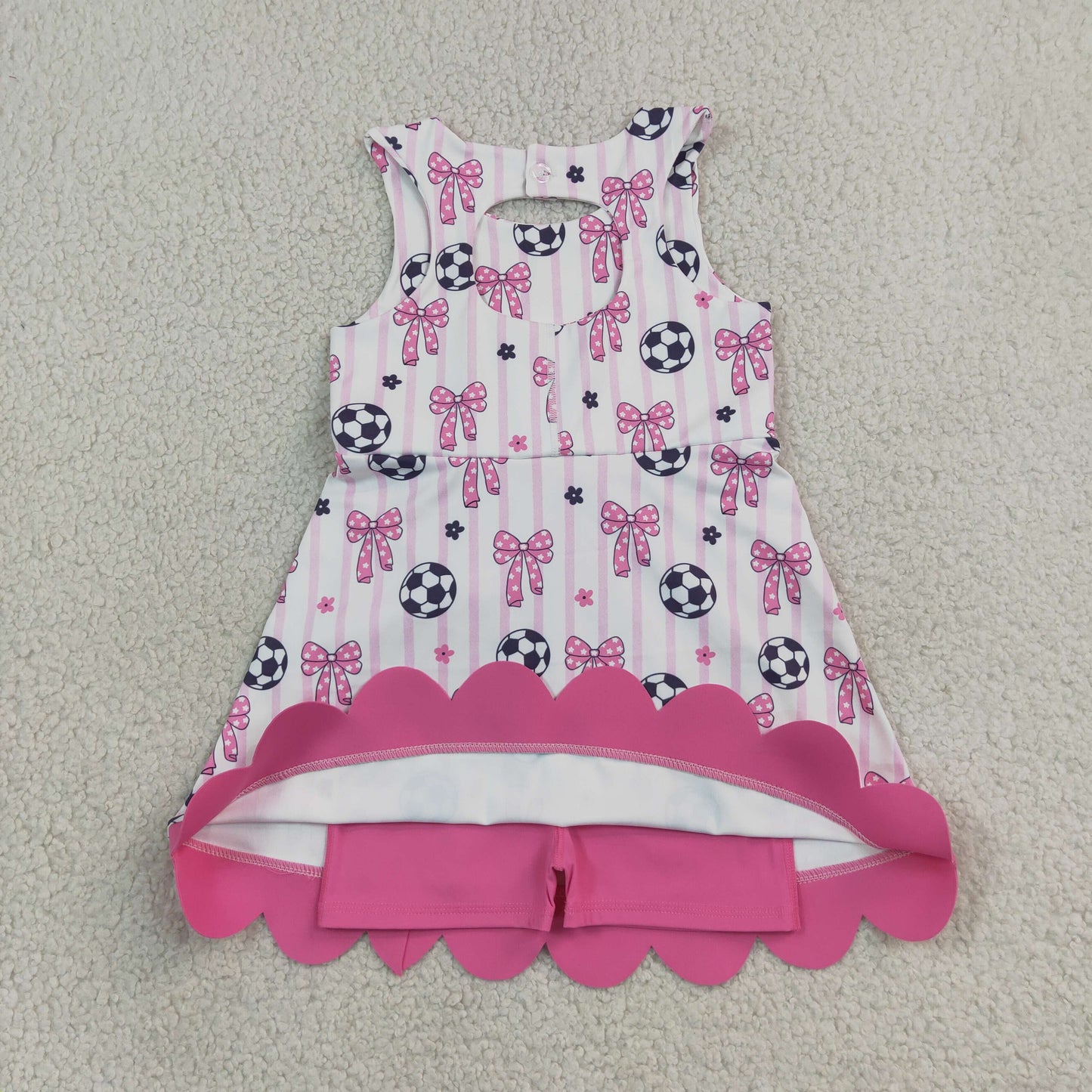 GSD4100 Yoga Soccer Pink Bows Sleeveless Skorts Girls Dress