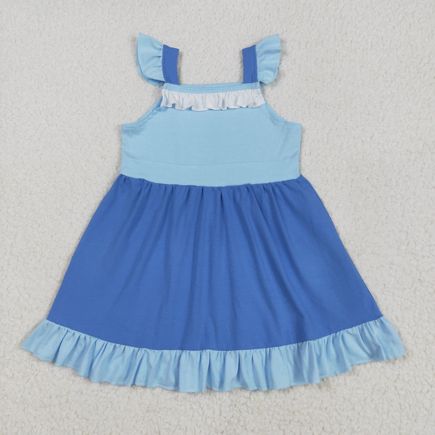 GSD2393 cartoon blue princess flutter sleeve girls dress