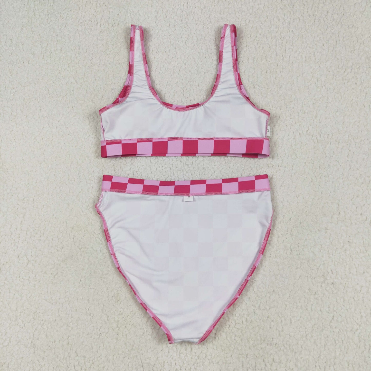 S0555 hot pink checkered adult women swimsuits