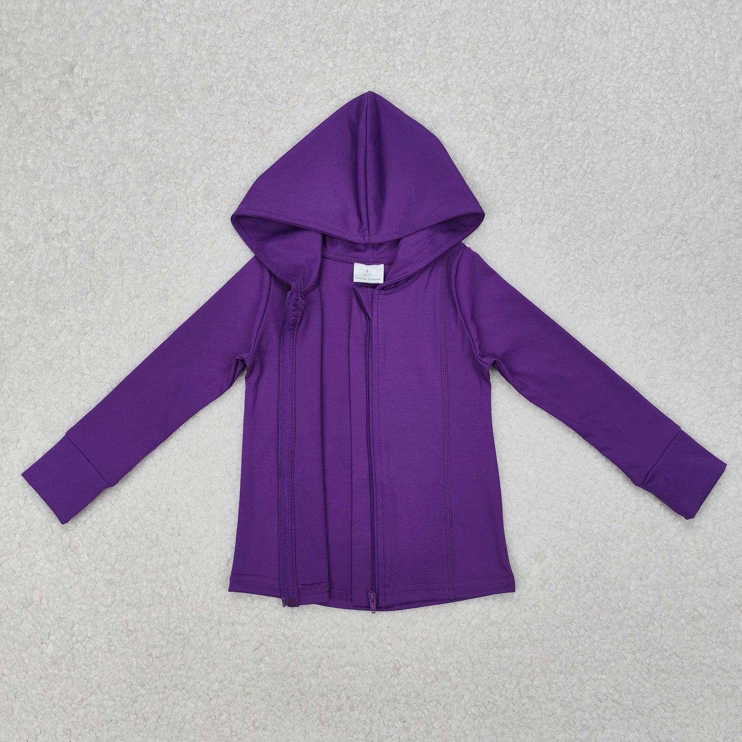 GT0807 yoga purple zipper long sleeve hoodie girls coat