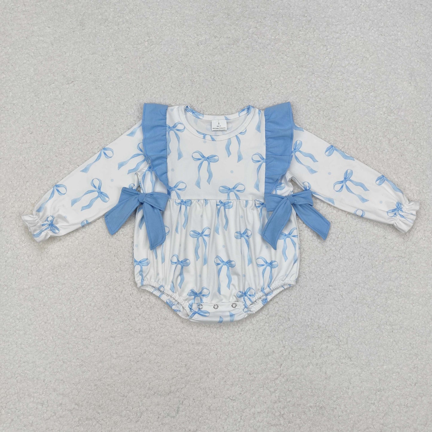 USA SHOP LR2043 cute blue bows long sleeve girls romper