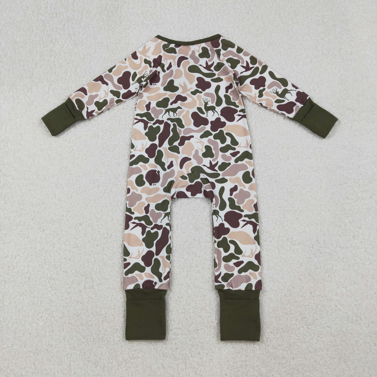 LR2590 hunting mallard duck camo zipper long sleeve boys romper