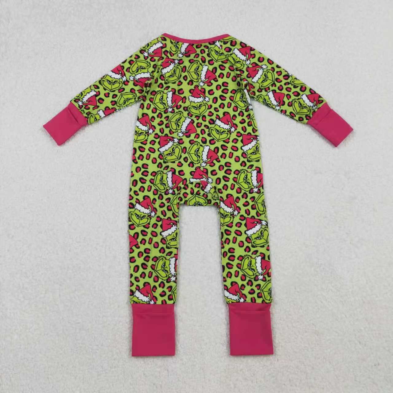 Christmas green face leopard dress/romper Sibling Clothes RTS sibling clothes