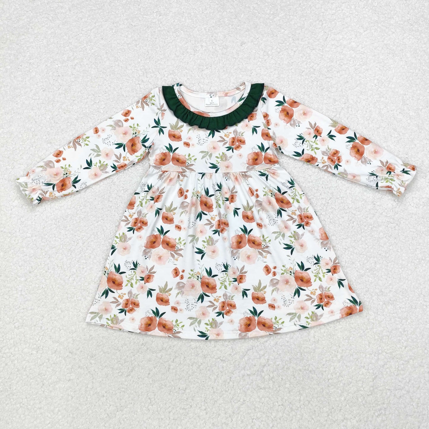 GLD0690 flowers long sleeve girls dress