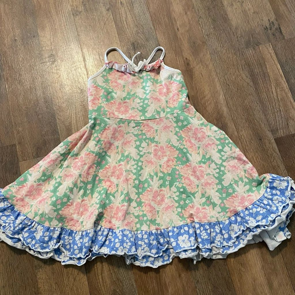 preorder GSD0878 Pink flowers green girls Summer dress