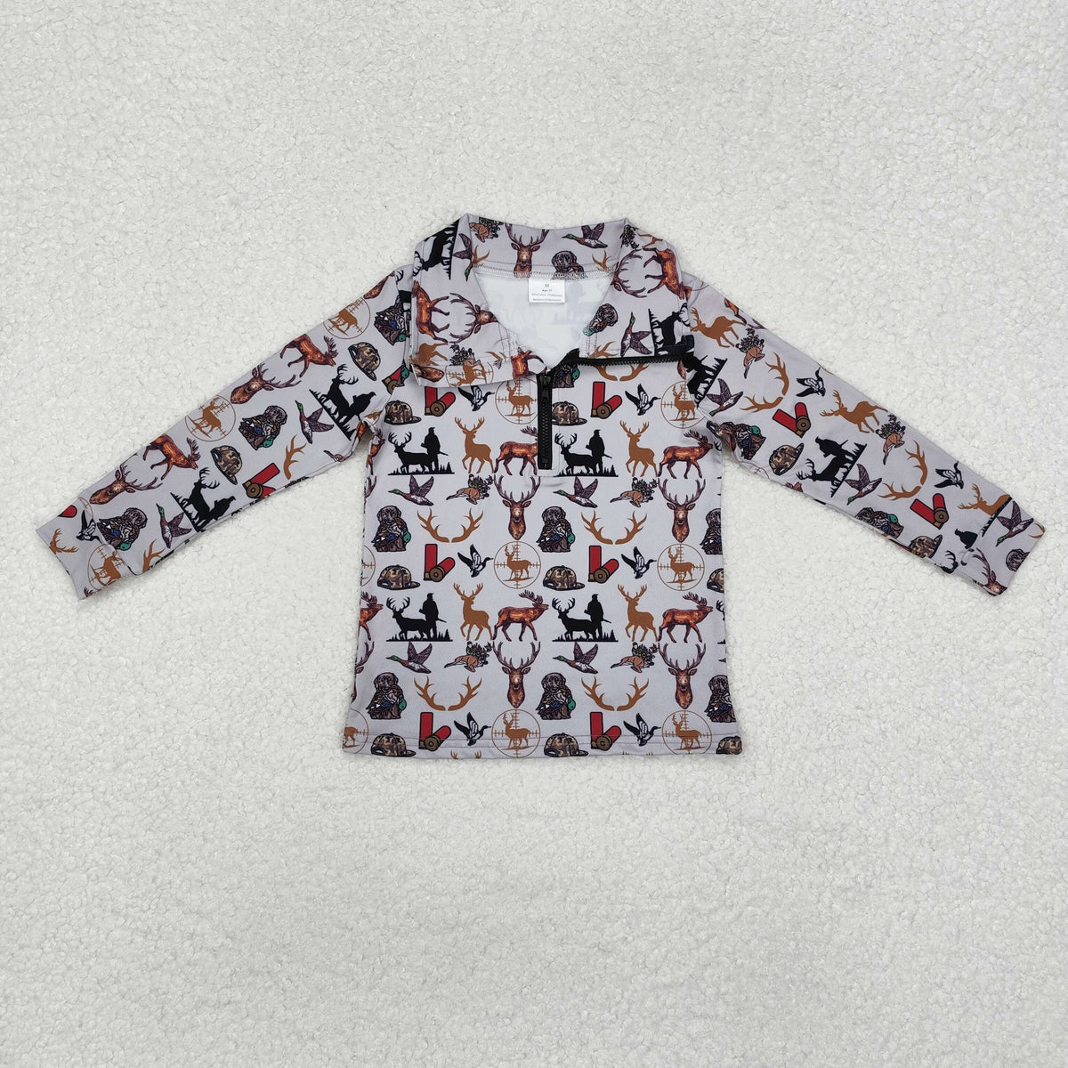 BT0954 hunting mallard deer dog long sleeve boys pullover