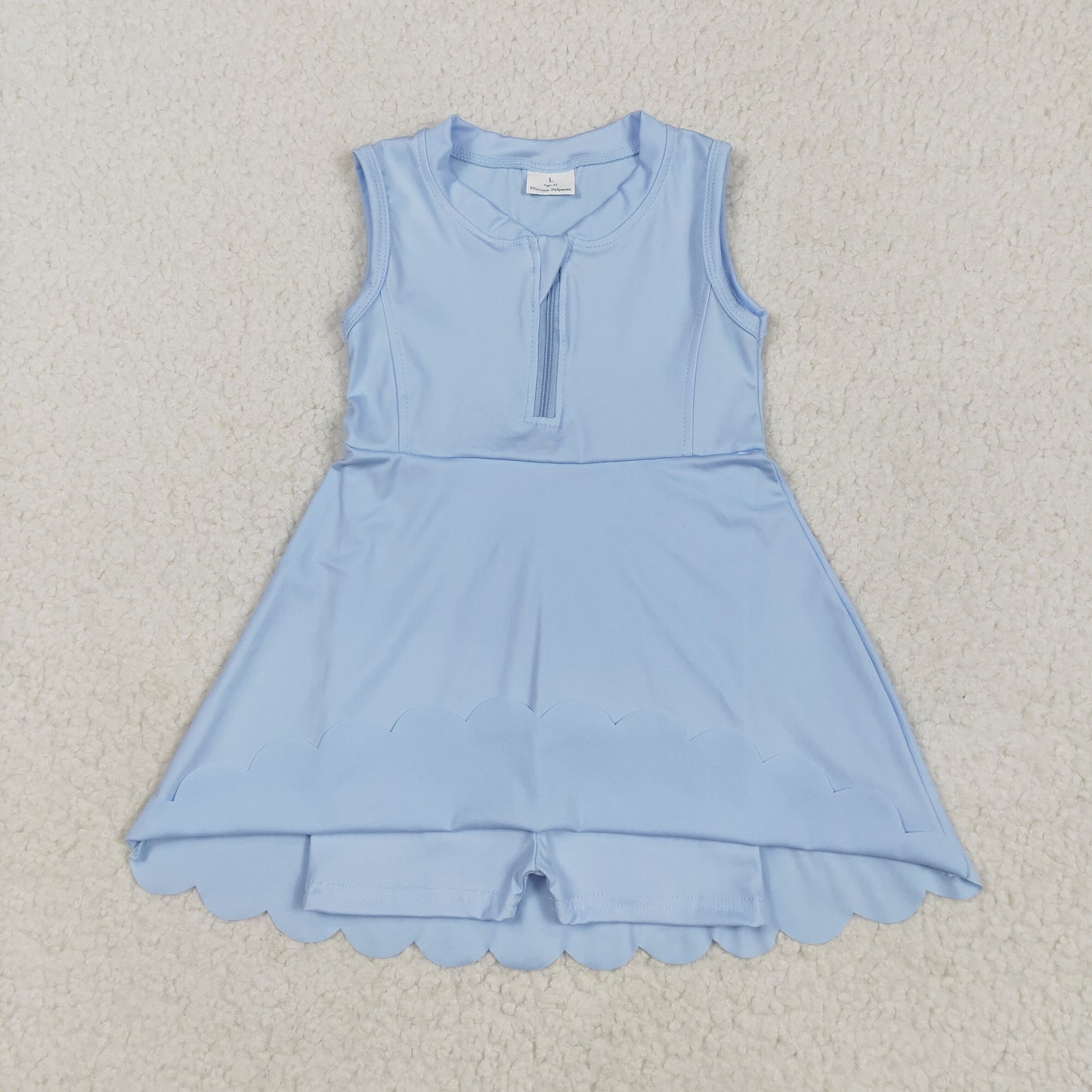 GSD2088 yoga light blue zipper sleeveless with shorts girls dress