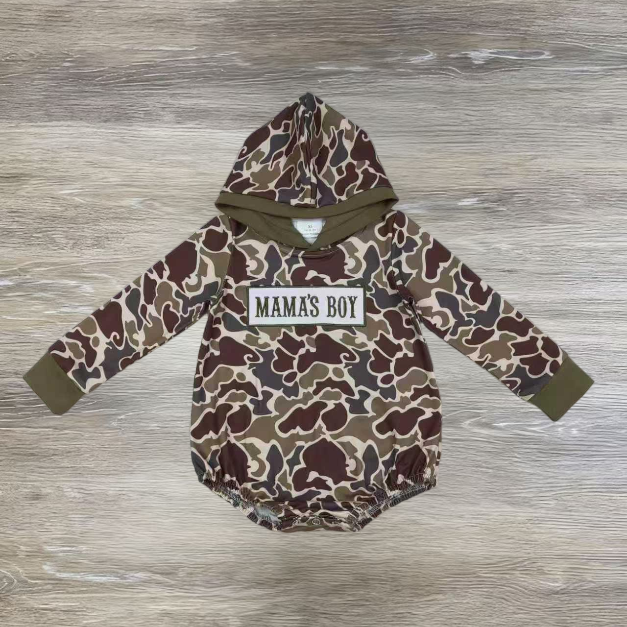 Embroidery Mama's Boy Camo Romper/Set RTS Sibling Clothes