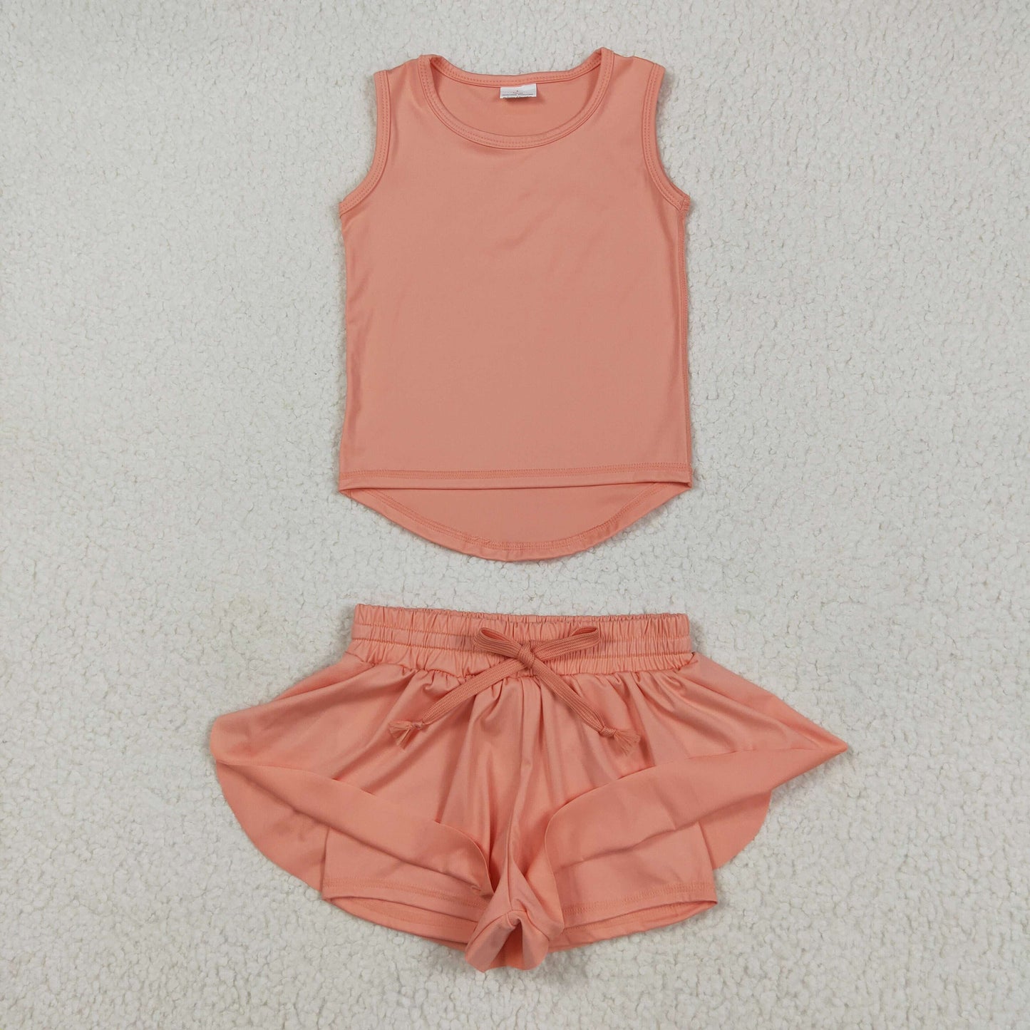GSSO2502 light orange sleeveless shorts girls set