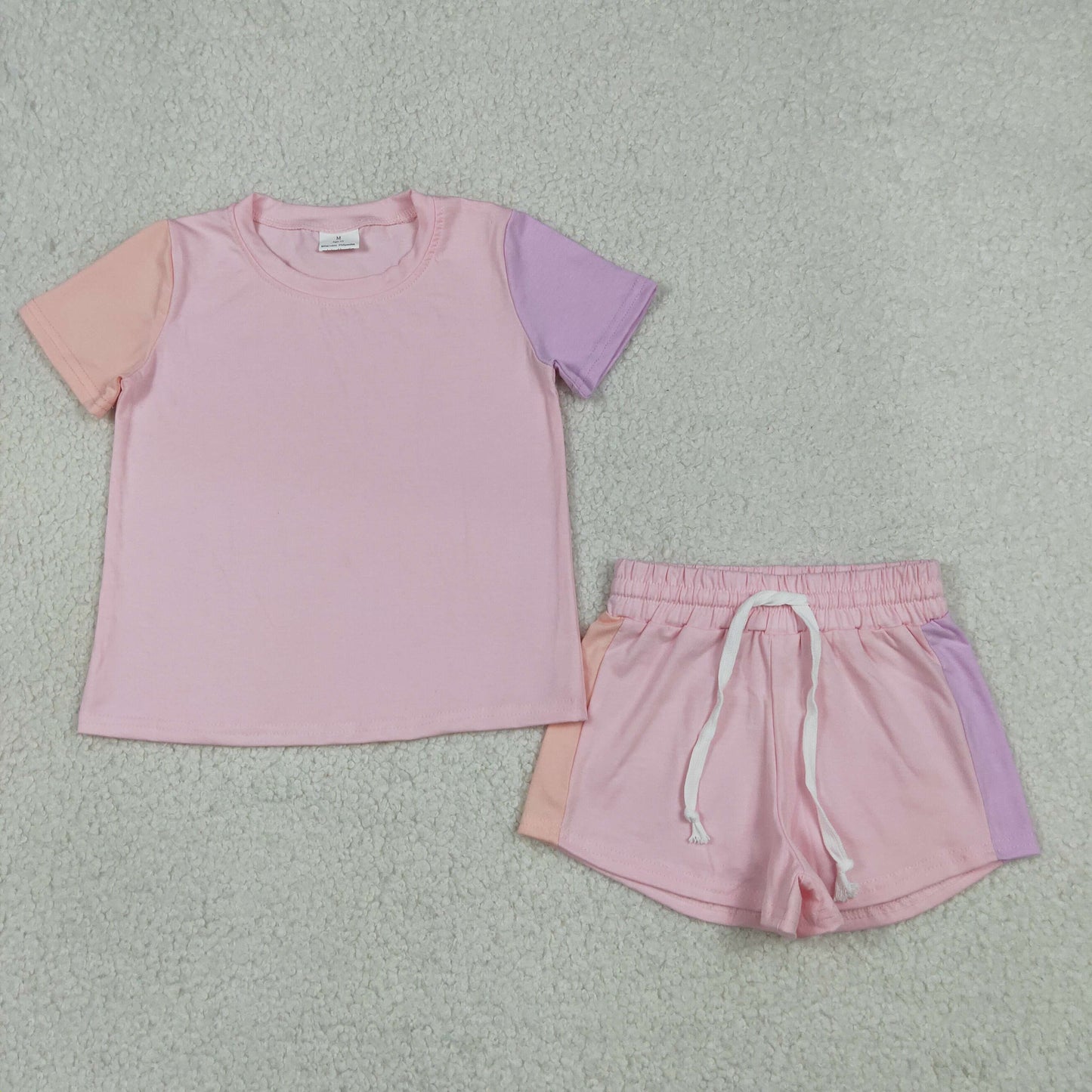 GSSO3638 Pink Short Sleeve Shorts Girls Set