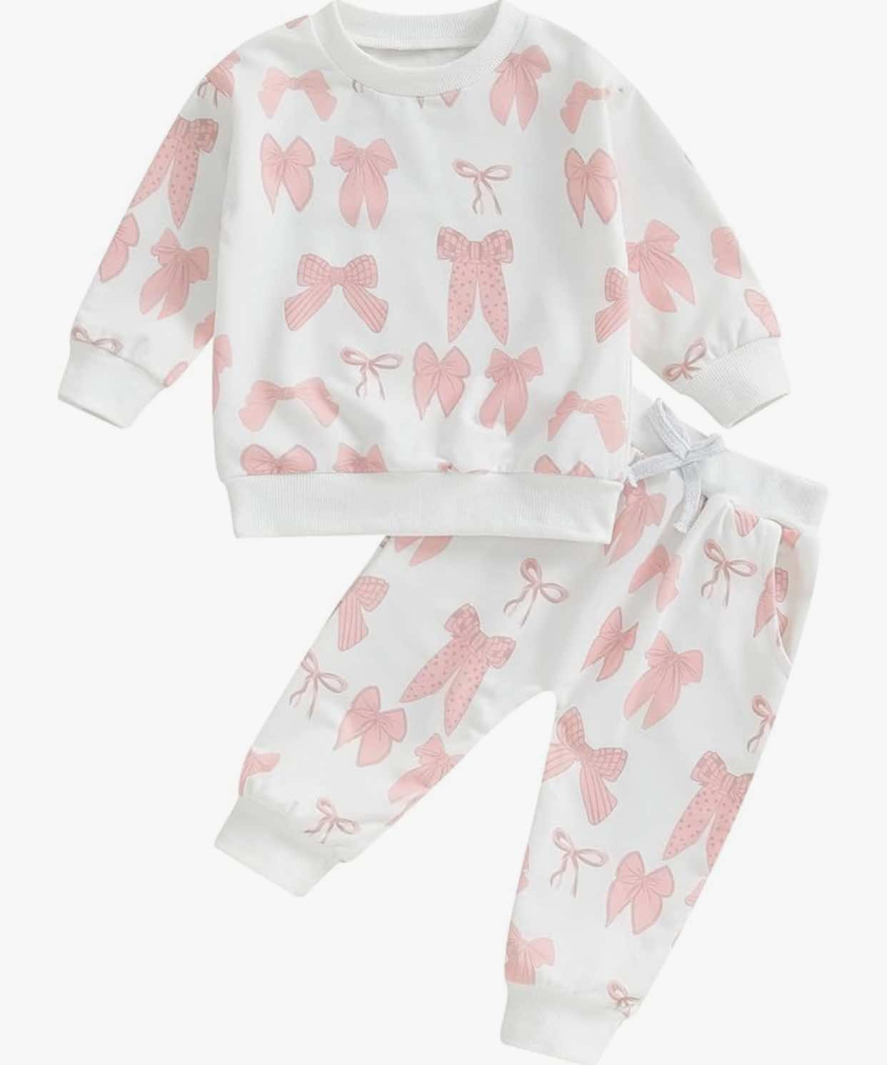 Preorder GLP2195 pink coquette bows long sleeve pants girls set