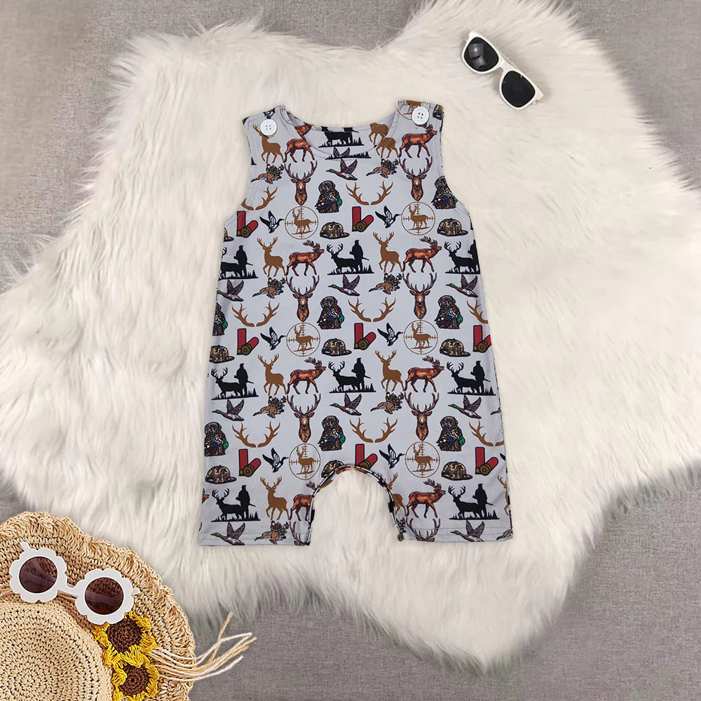 hunting deer dog mallard top/romper RTS sibling clothes