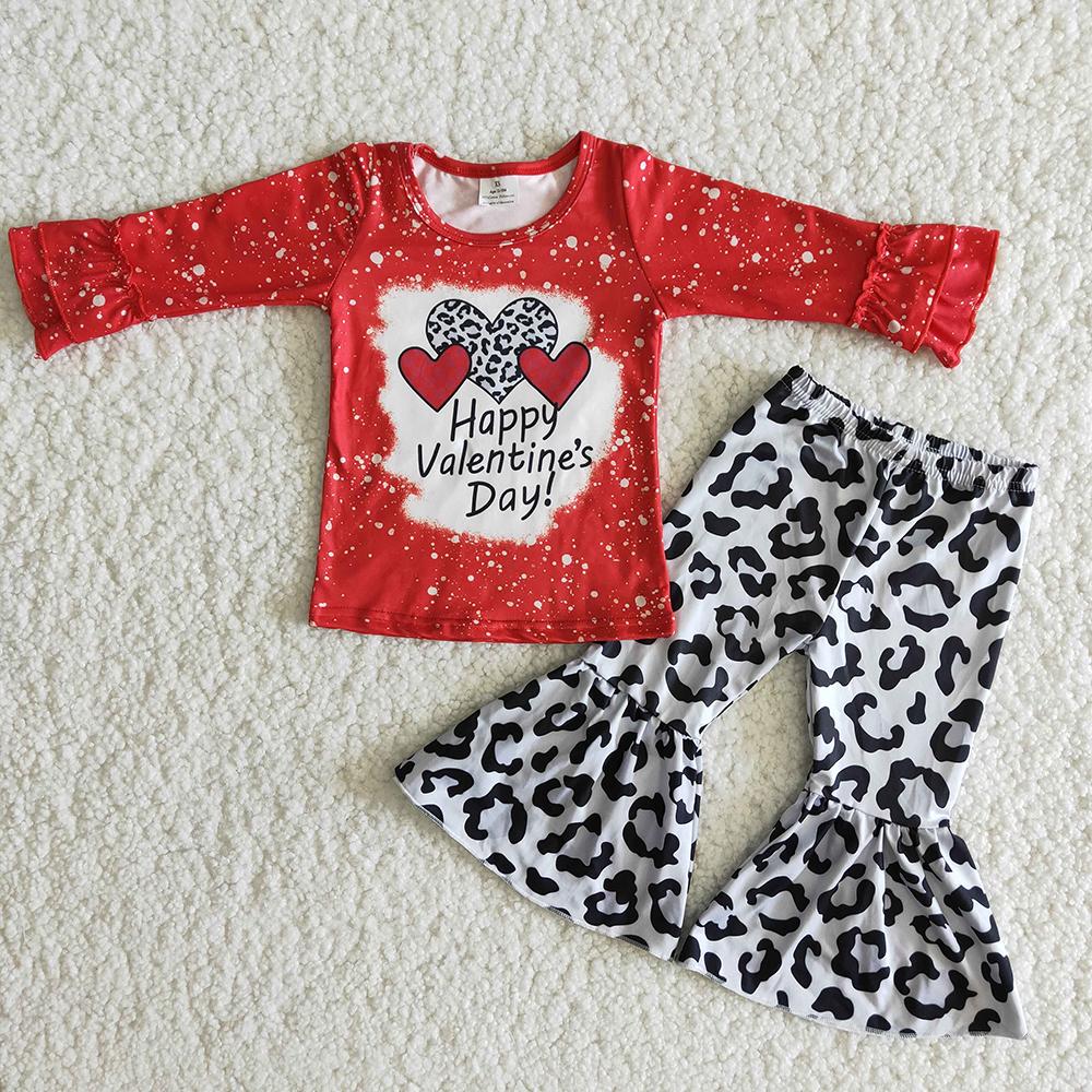Valentines Red Leopard Print Girls Set