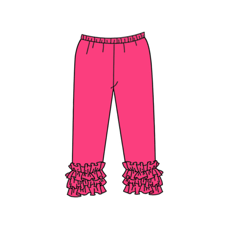 Custom style hot pink color ruffles girls pants