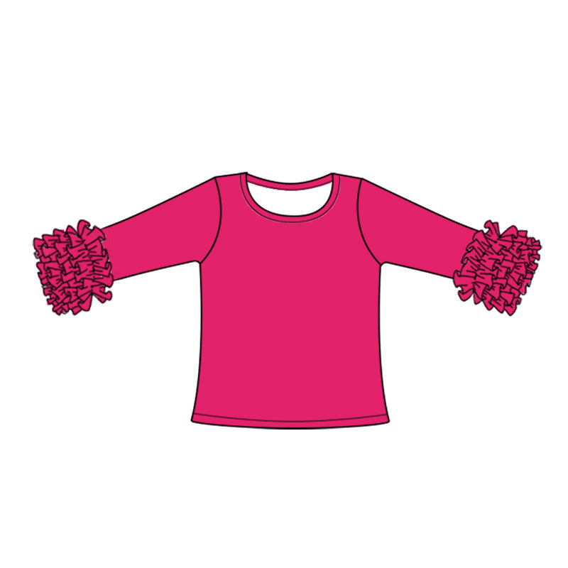 Custom style hot pink color ruffles girls top