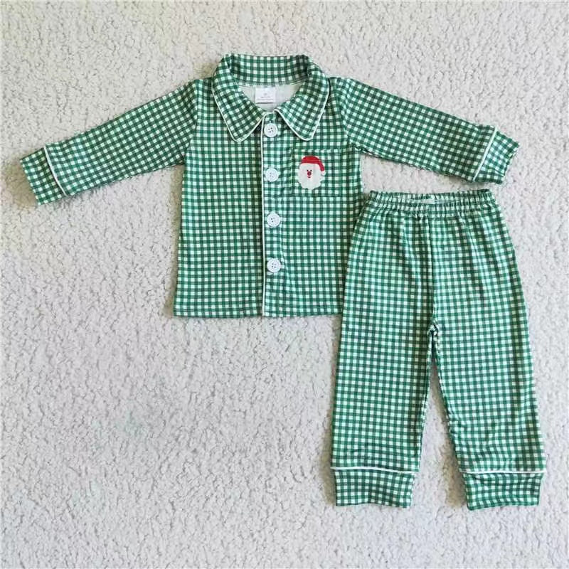 6 B3-39 Christmas Santa Green Long Sleeves Boys Clothes