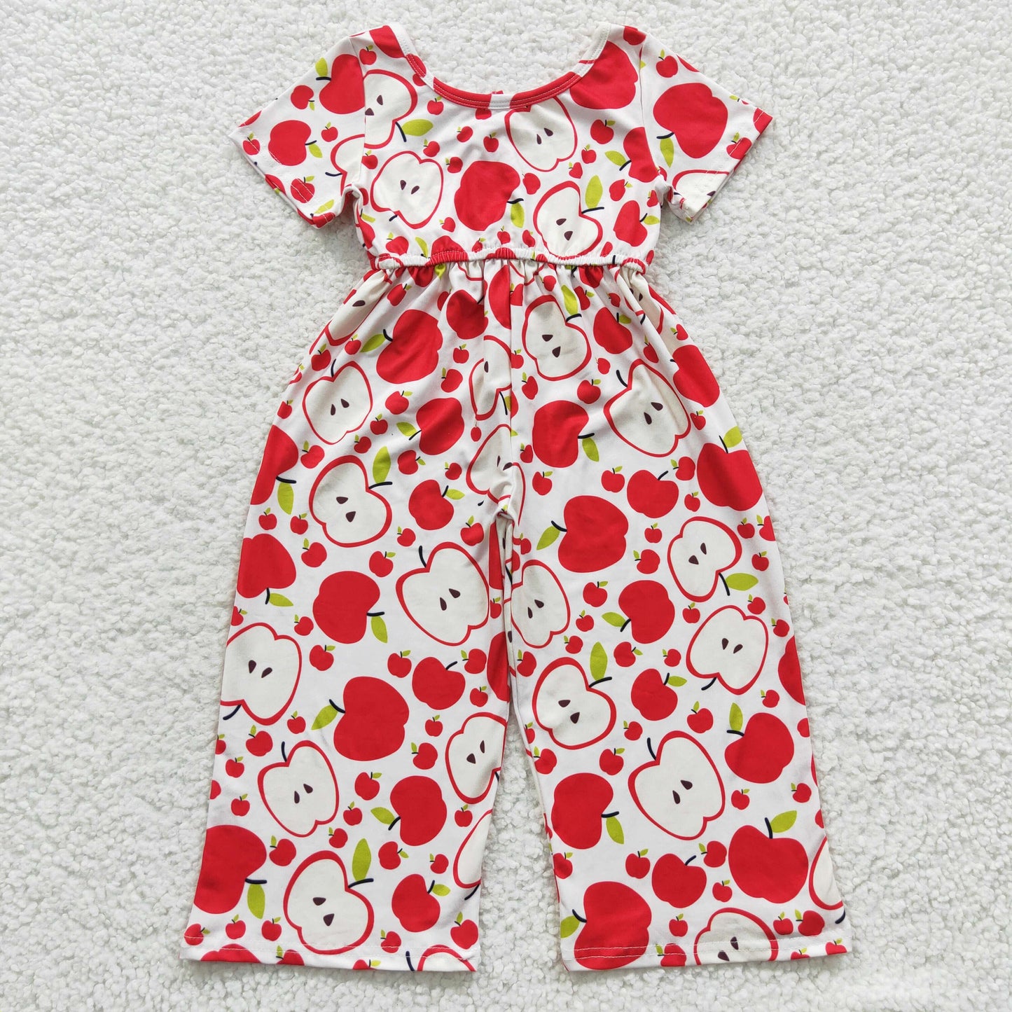 SR0343 Back To School Apple Short Sleeves Jumpsuits