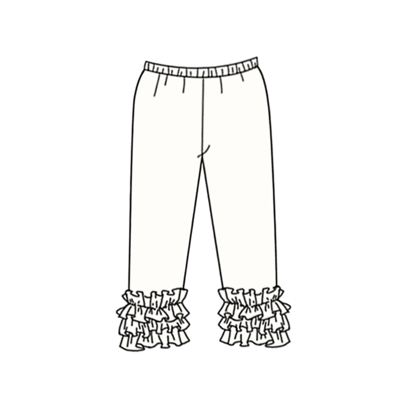 Custom style ivory color ruffles girls pants