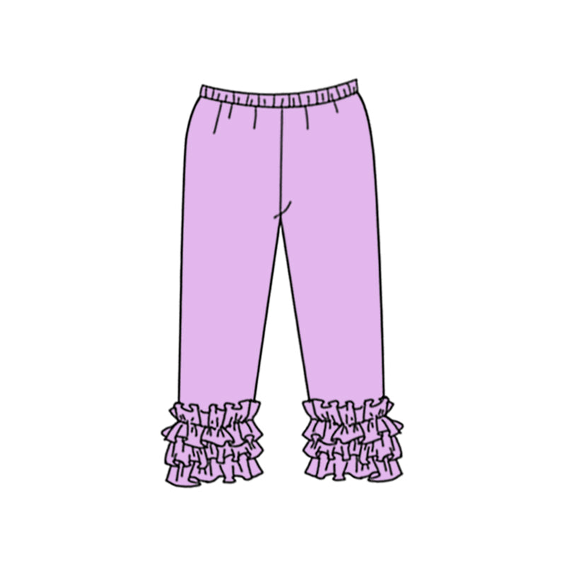 Custom style lavender color ruffles girls pants