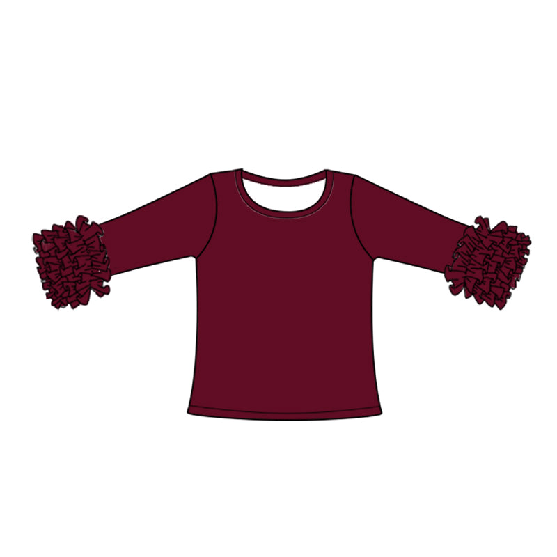 Custom style maroon color ruffles girls top