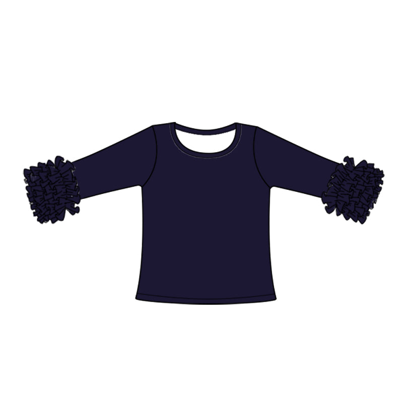 Custom style navy color ruffles girls top