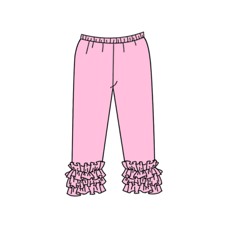 Custom style pink color ruffles girls pants