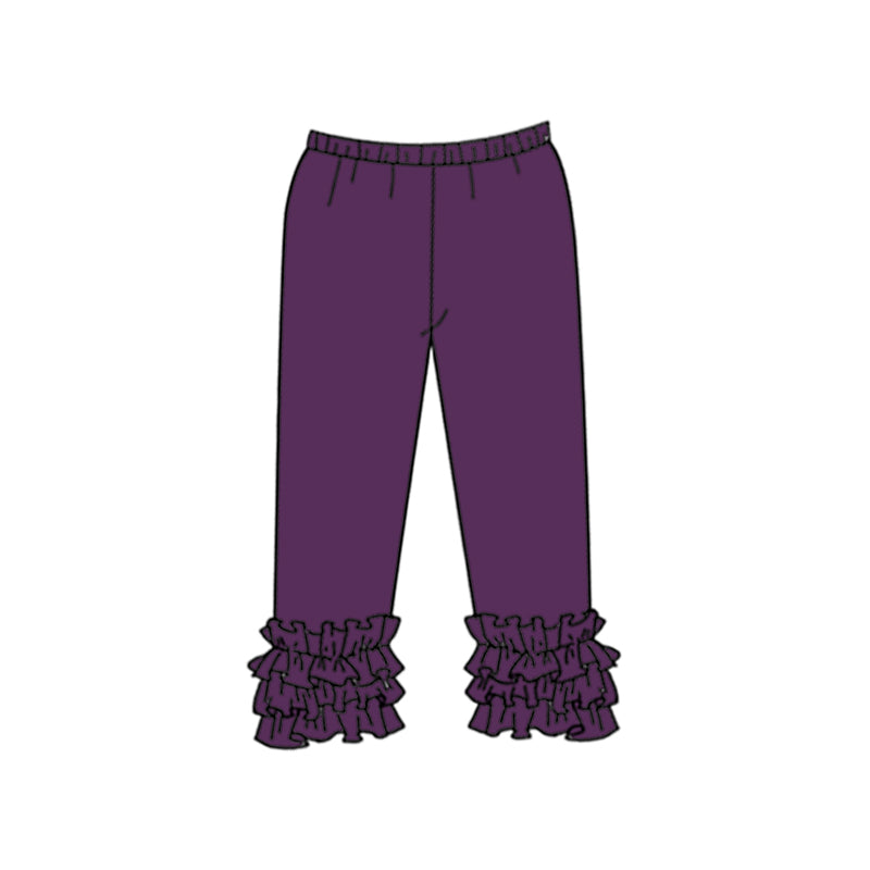 Custom style plum color ruffles girls pants
