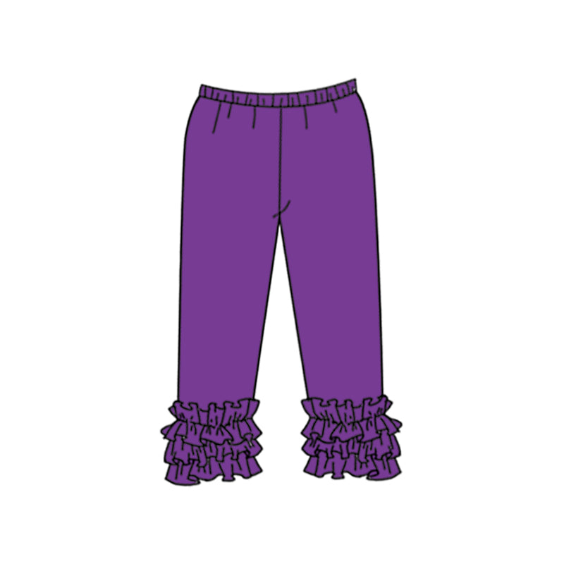 Custom style purple color ruffles girls pants