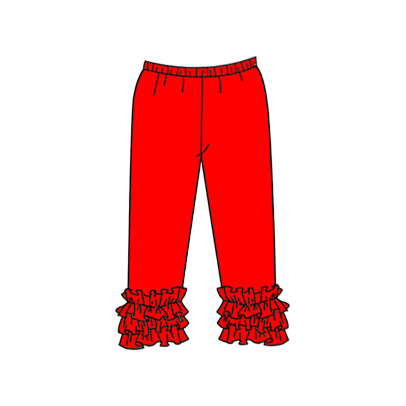 Custom style red color ruffles girls pants