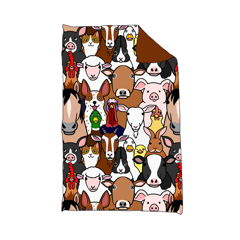 custom Farm cartoon animals pig sheep horse baby blanket