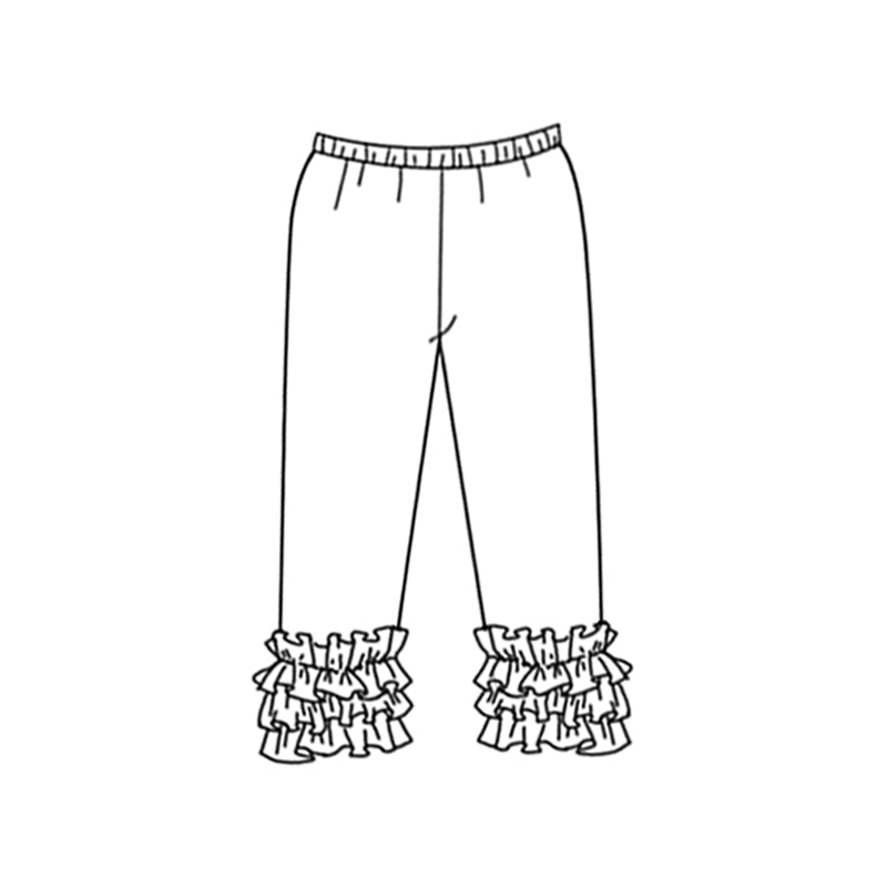 Custom style white color ruffles girls pants